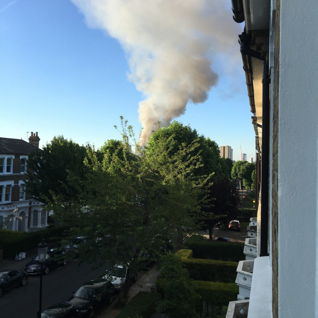 A view of the Grenfell Tower Fire from my flat.