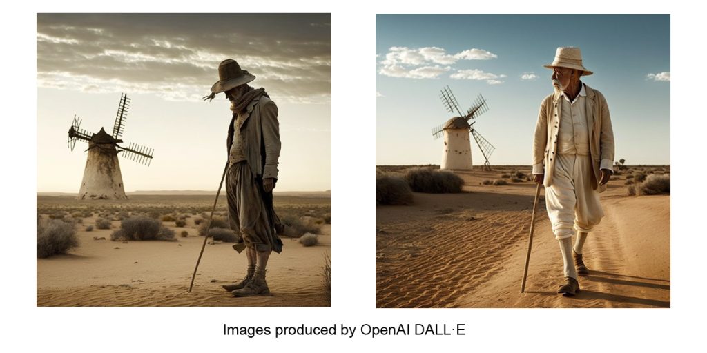 Images of Don Quixote generated by OPEN AI