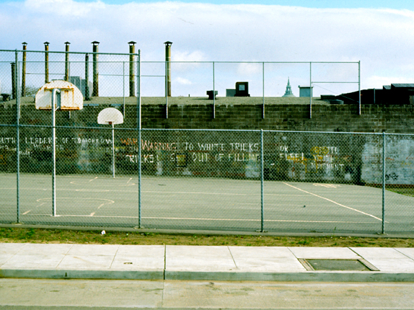 An outdoor basketball court, Fillmore District, San Francisco, 1973