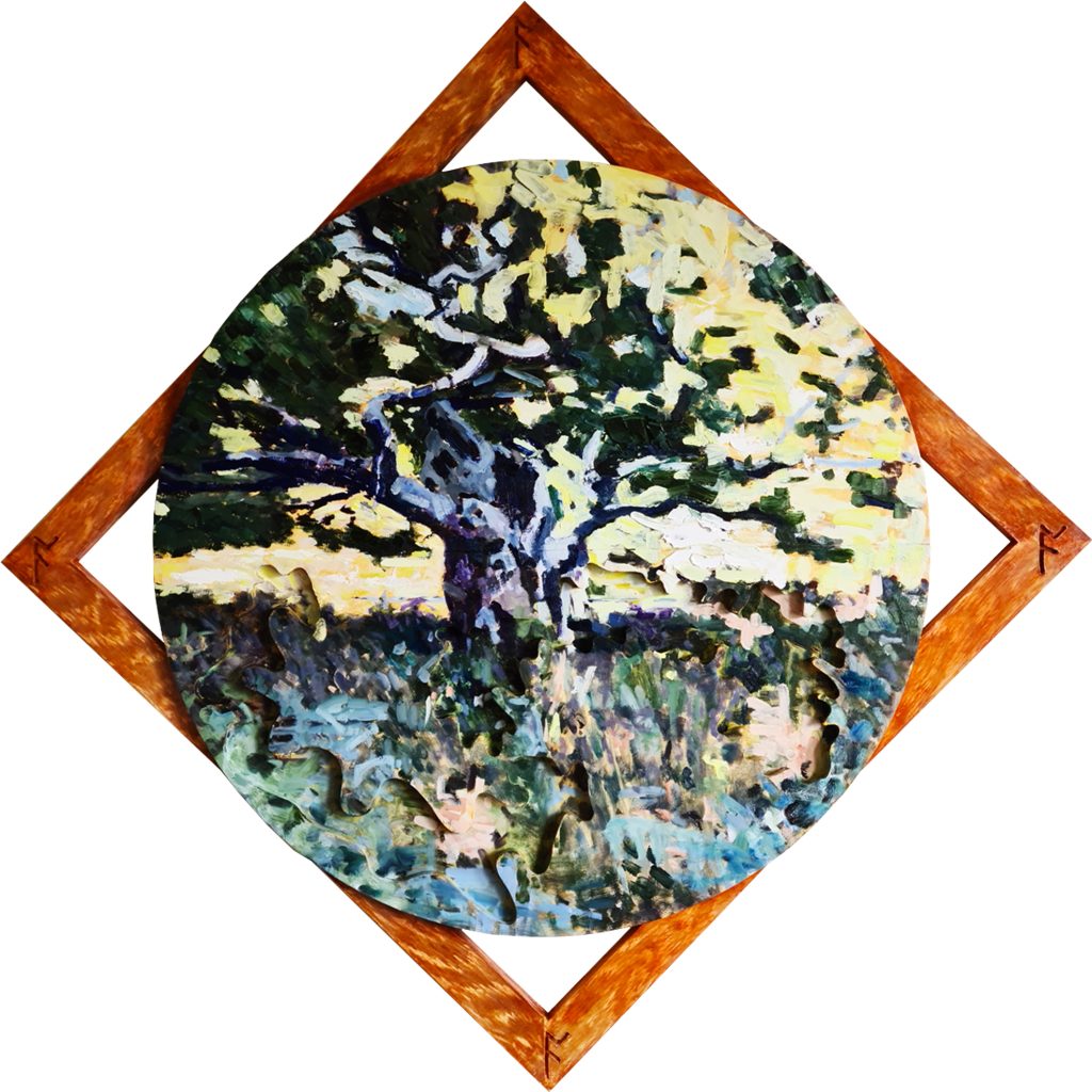A painting of an old oak tree