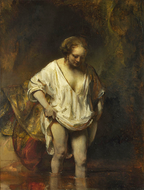 A Woman bathing in a Stream (Hendrickje Stoffels?), 1654, Rembrandt, National Gallery, London 